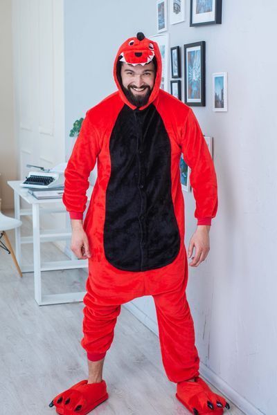 Пижама Кигуруми взрослая BearWear Дракон/Динозавр красный, K1W1-0096