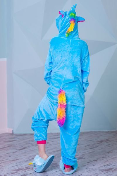Пижама Кигуруми взрослая BearWear Единорог New голубой (на молнии), K1W1-0098