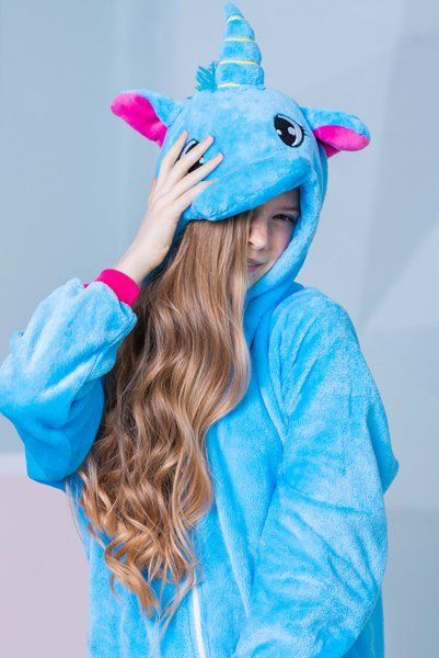 Пижама Кигуруми взрослая BearWear Единорог New голубой (на молнии), K1W1-0098