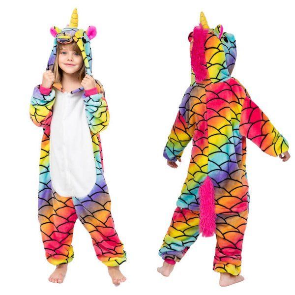 Пижама Кигуруми детская BearWear Единорог чешуя (на пуговицах), K0W1-0023