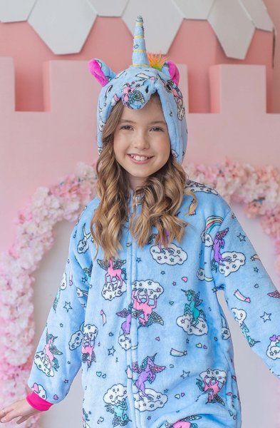 Пижама Кигуруми детская BearWear Единорог сладкие сны голубой (на молнии), K0W1-0072-XL