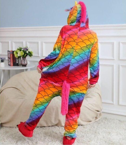 Пижама Кигуруми взрослая BearWear Единорог чешуя (на пуговицах), K1W1-0034