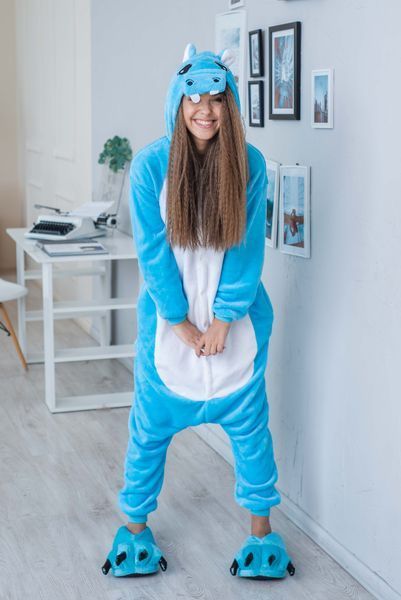 Пижама Кигуруми взрослая BearWear Бегемотик голубой, K1W1-0094