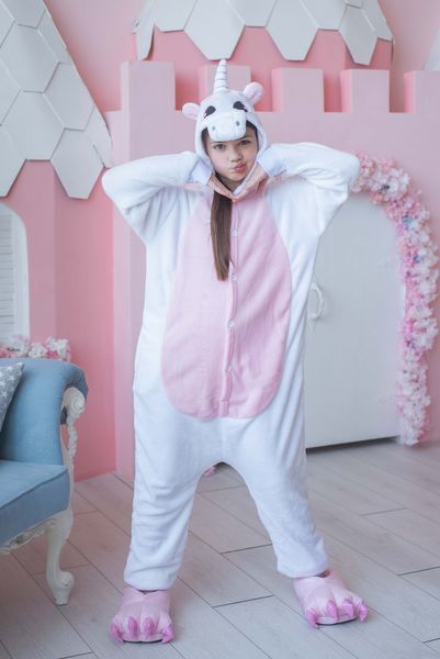 Пижама Кигуруми детская BearWear Единорог с крылышками бело-розовый, K0W1-0024-XL