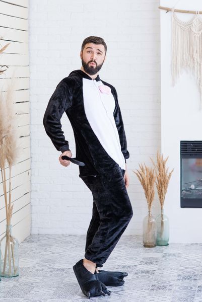 Пижама Кигуруми взрослая BearWear Котик черный, K1W1-0048