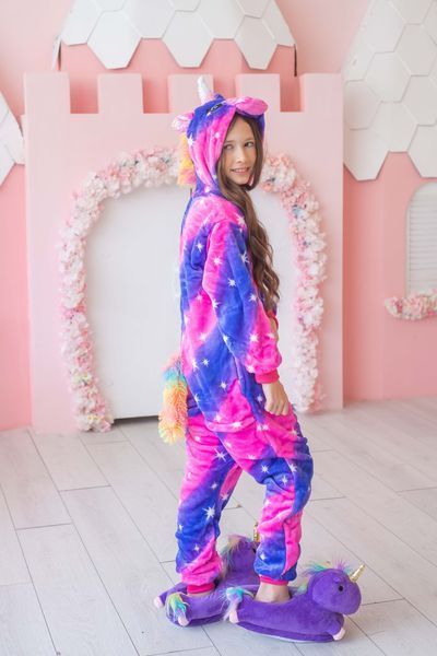 Пижама Кигуруми детская BearWear Единорог Пинк Страйпс (на молнии), K0W1-0077-XL