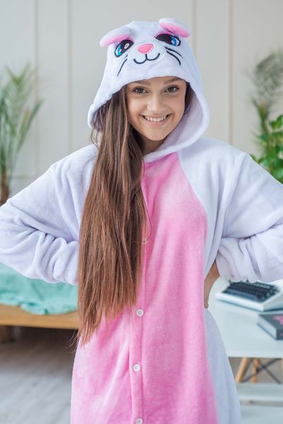 Пижама Кигуруми взрослая BearWear Котик бело-розовый, K1W1-0046